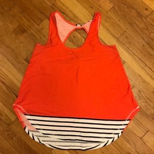 Hot pink tank top with striped pattern